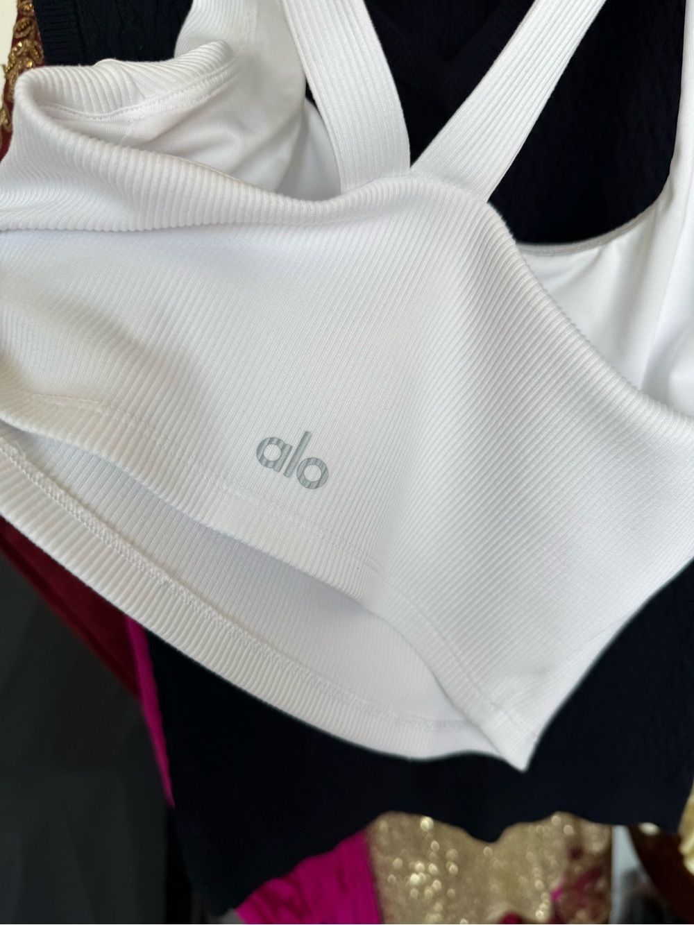 Alo White Ribbed Cropped Tank Top - Picture 2 of 3